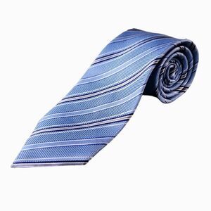 Tasso Ella 100% SILK Men's Designer Blue Striped Tie 60"‎ x 3.25" HANDMADE